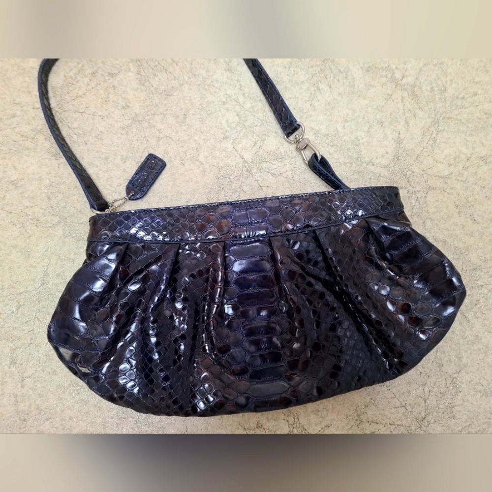 Danier Blue Snakeskin Clutch